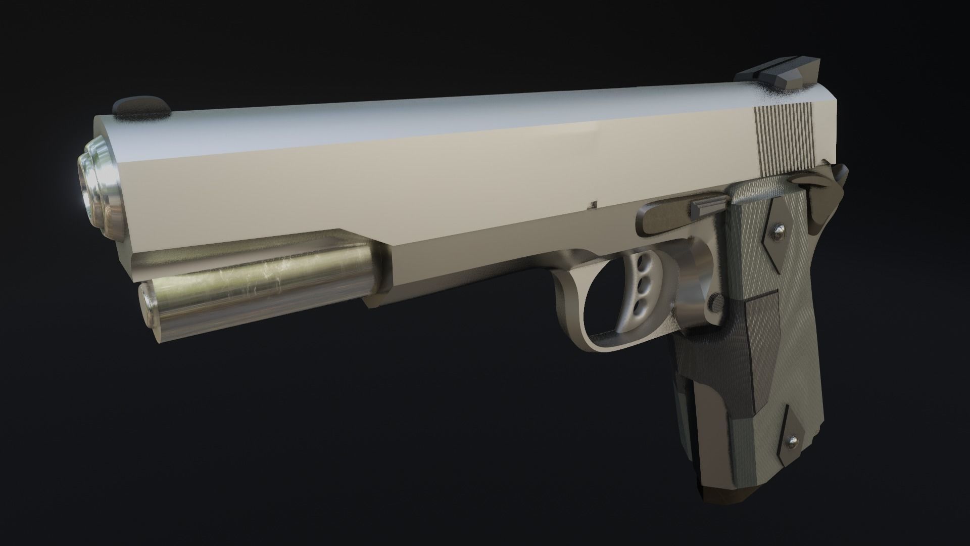 Lowpoly Handgun Model pistol Low-poly 3D model_6