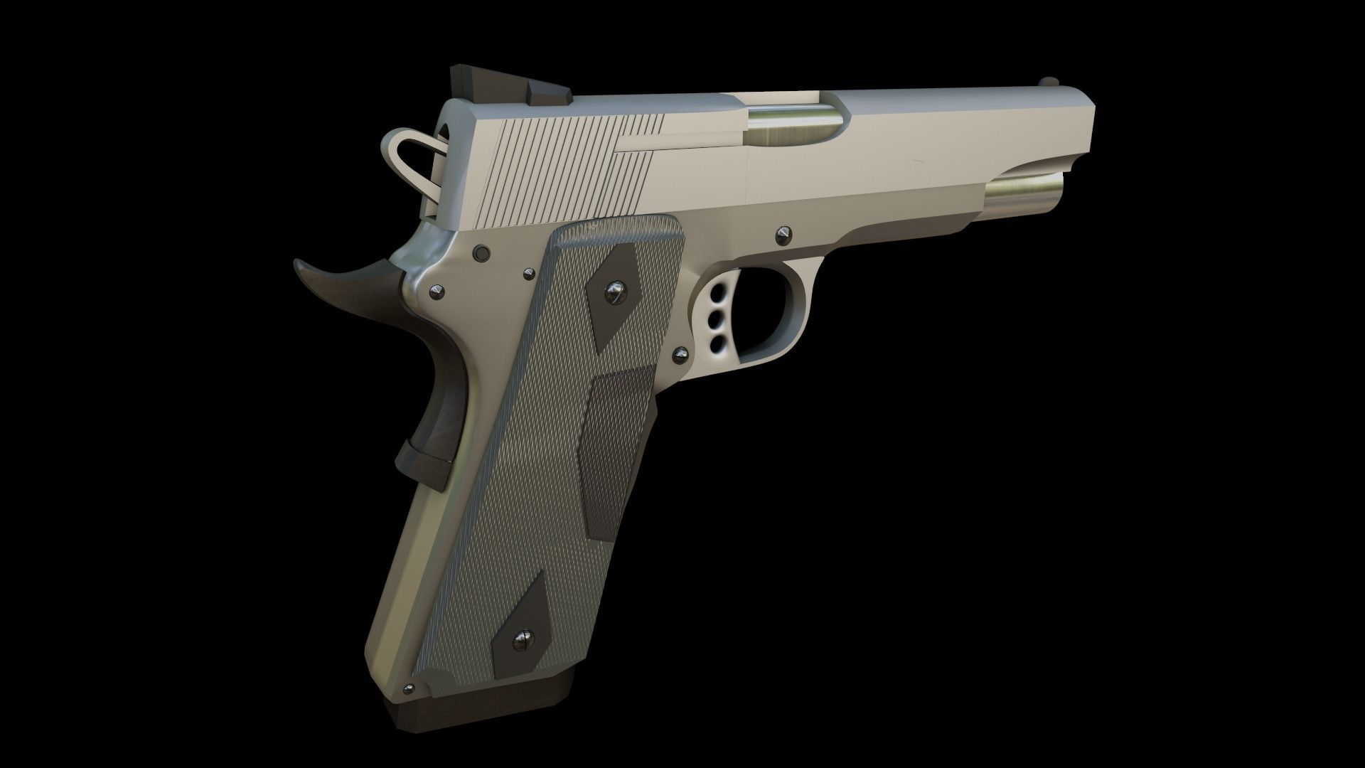 Lowpoly Handgun Model pistol Low-poly 3D model_4