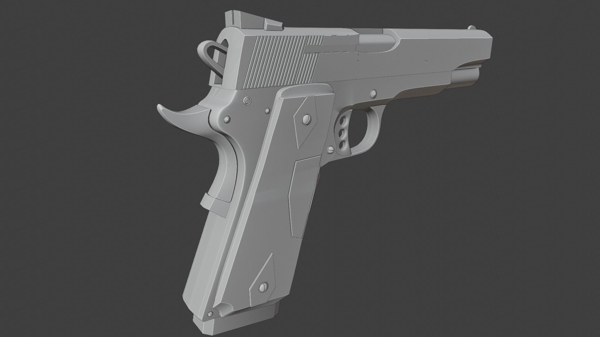 Lowpoly Handgun Model pistol Low-poly 3D model_17