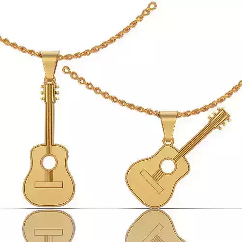 Guitar pendant Silver Gold  Print Silver Gold  Print