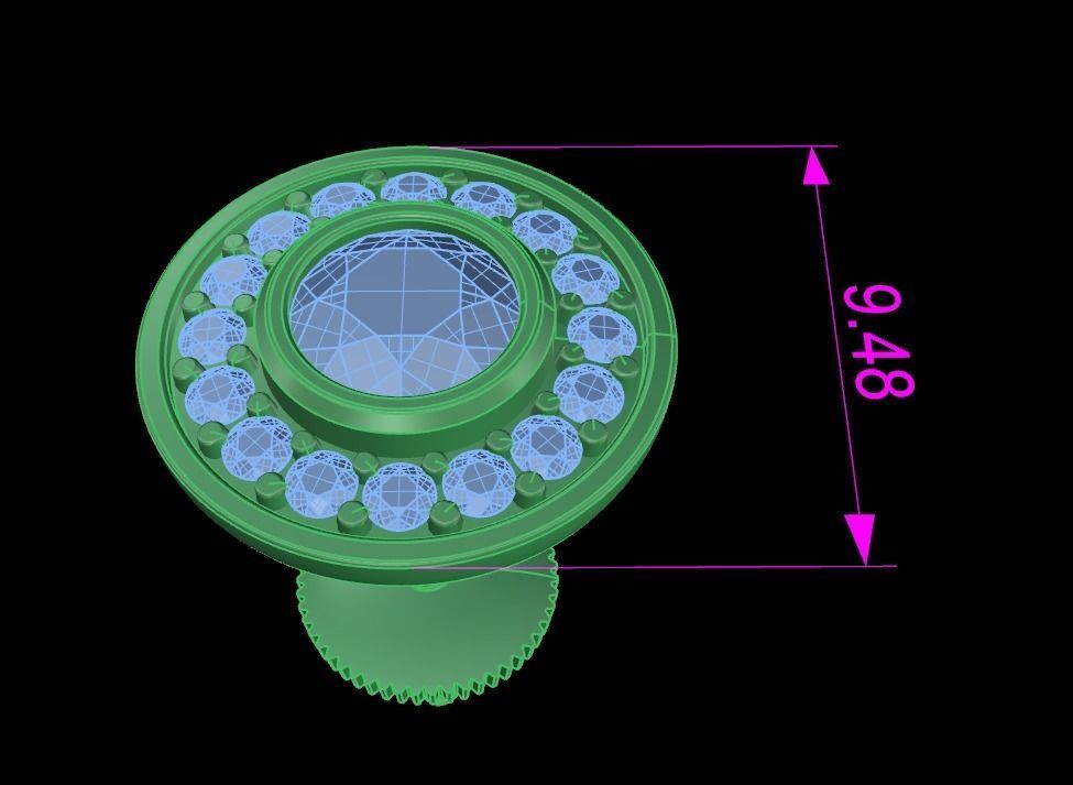 Diamond Bezel Halo Earring 4mm 3D print model_8