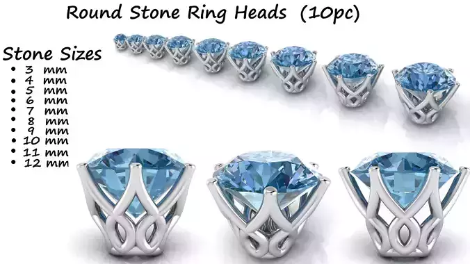 Ring Heads Type 6 - 10pc 3D print model