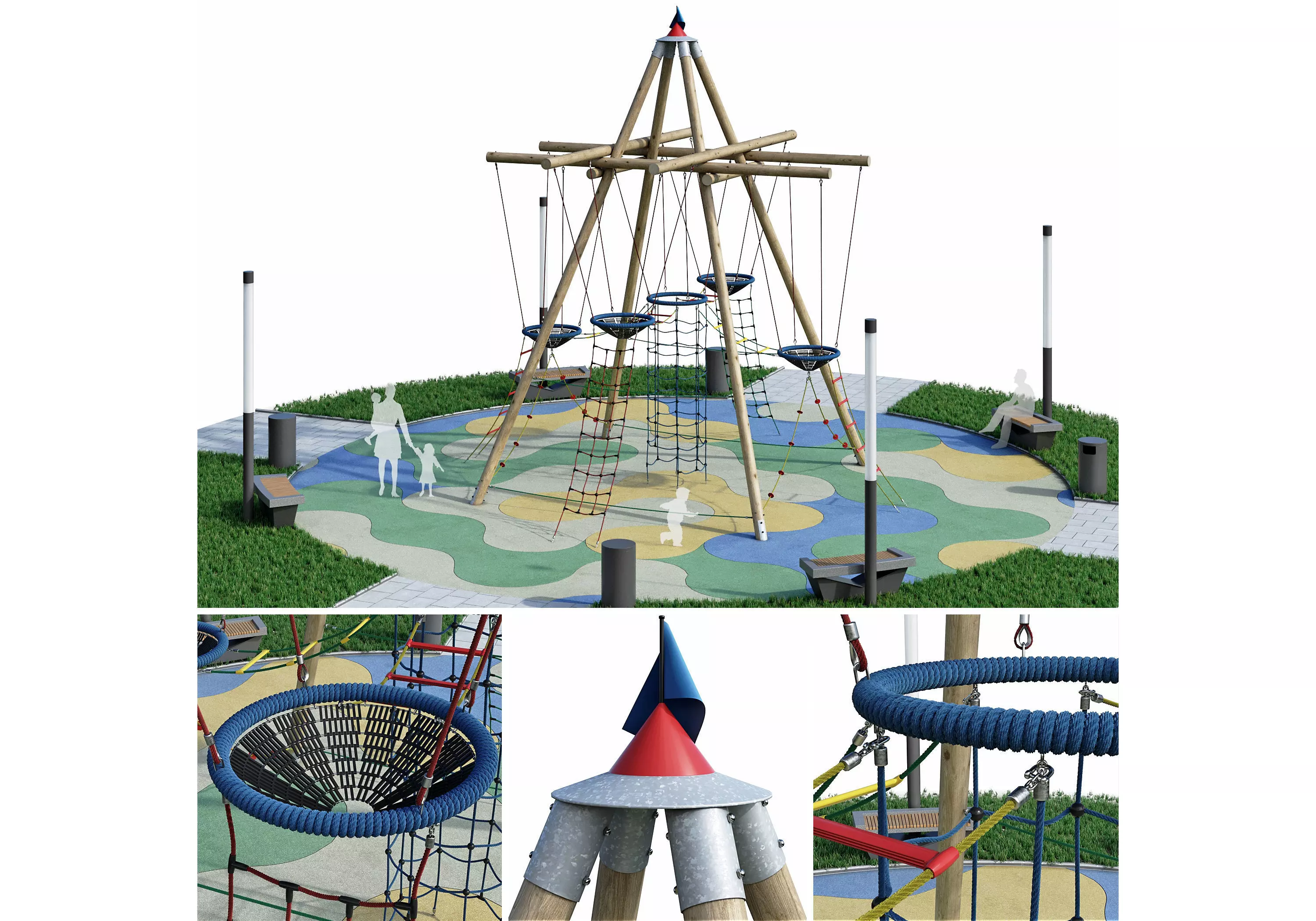 Children rope playground 3D model_0
