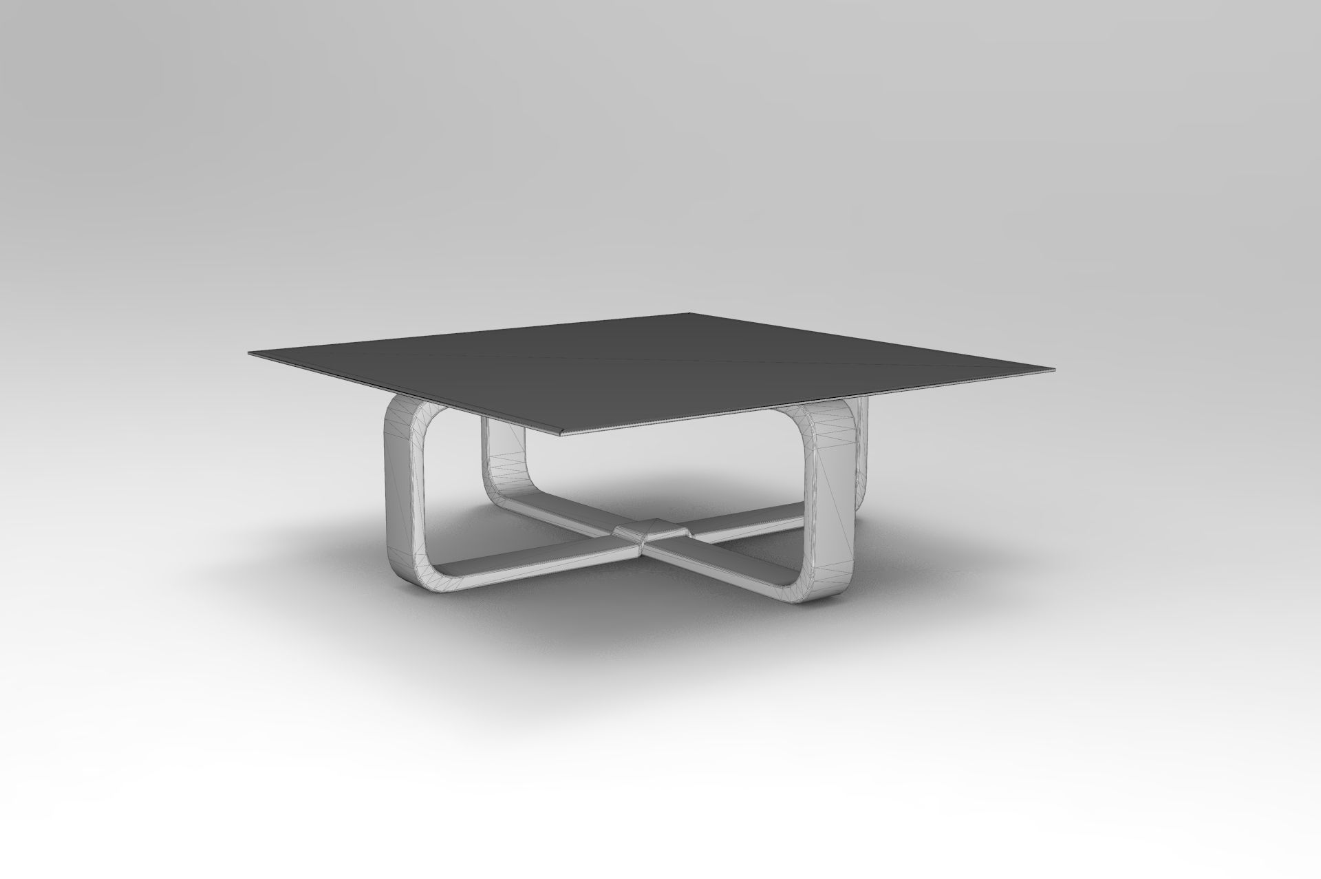 Glass Table-2 Low-poly 3D model_4