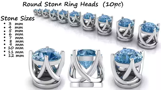 Ring Heads Type 4 - 10pc 3D print model