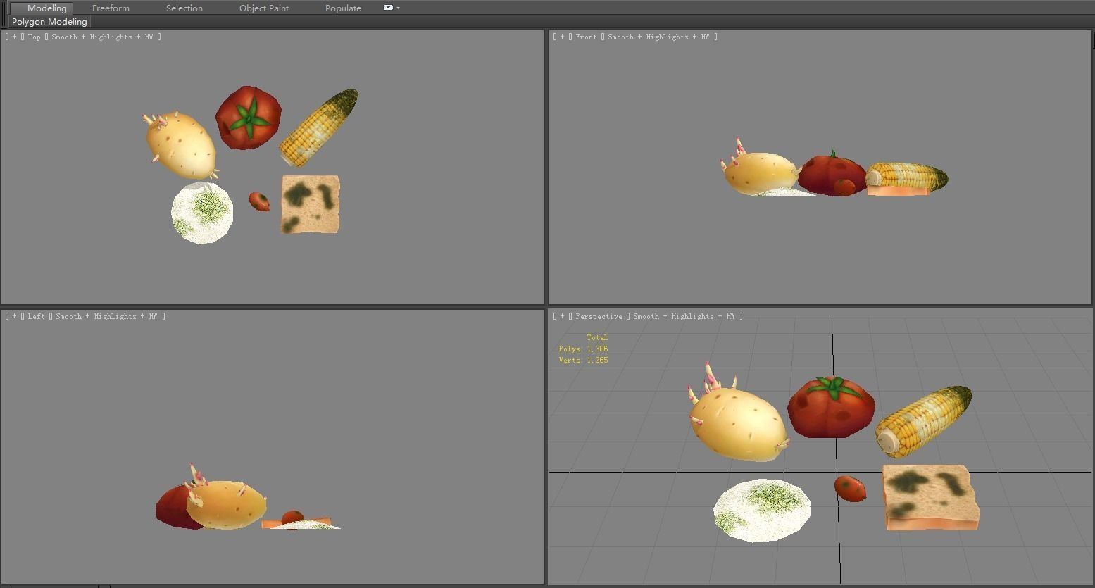 Moldy food and spoiled vegetables Low-poly 3D model_3