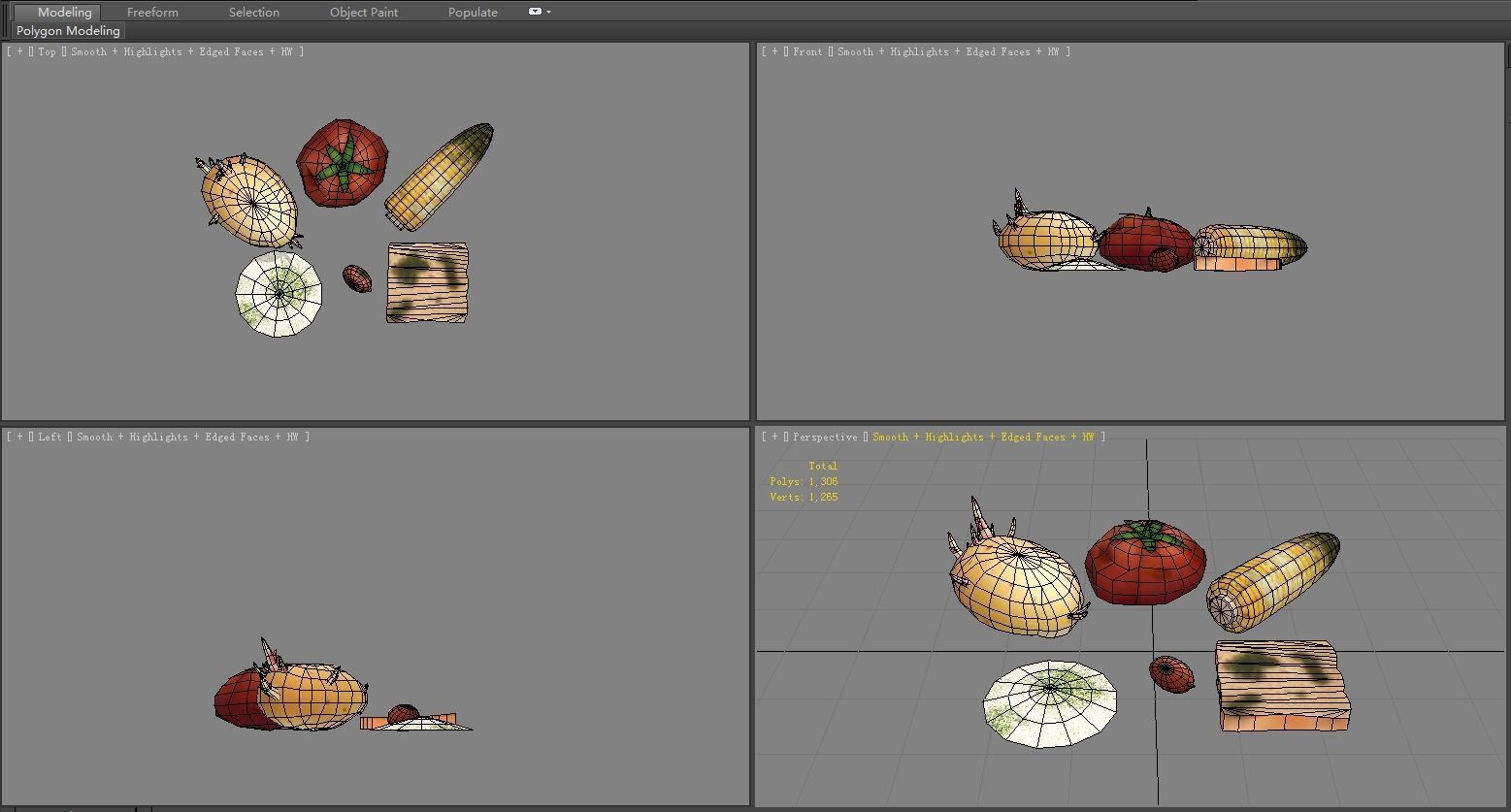 Moldy food and spoiled vegetables Low-poly 3D model_4