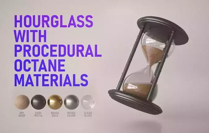Hourglass Sand Clock with procedural octane materials