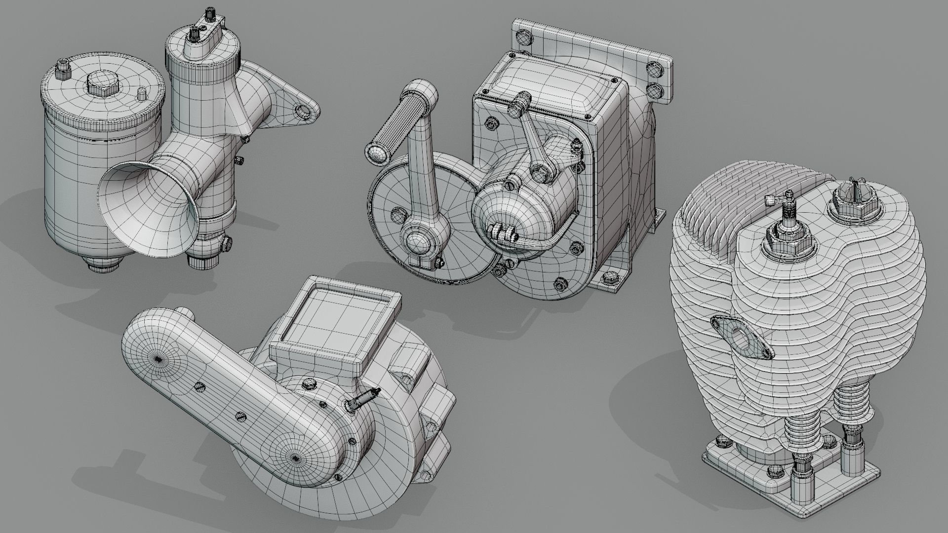 Hard Surface Mechanical Kitbash Quad Topology Volume 2 3D model_17
