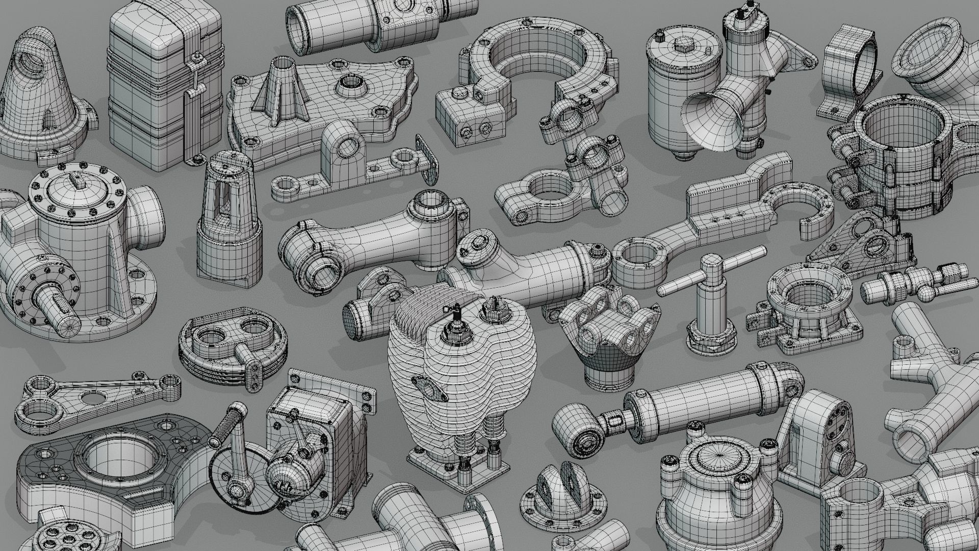 Hard Surface Mechanical Kitbash Quad Topology Volume 2 3D model_9