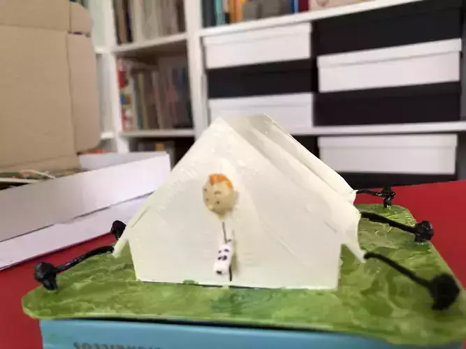 Tintin and Snowy in the tent 3D print model