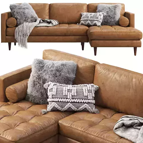 Joybird Briar Leather Sectional Sofa brown and black