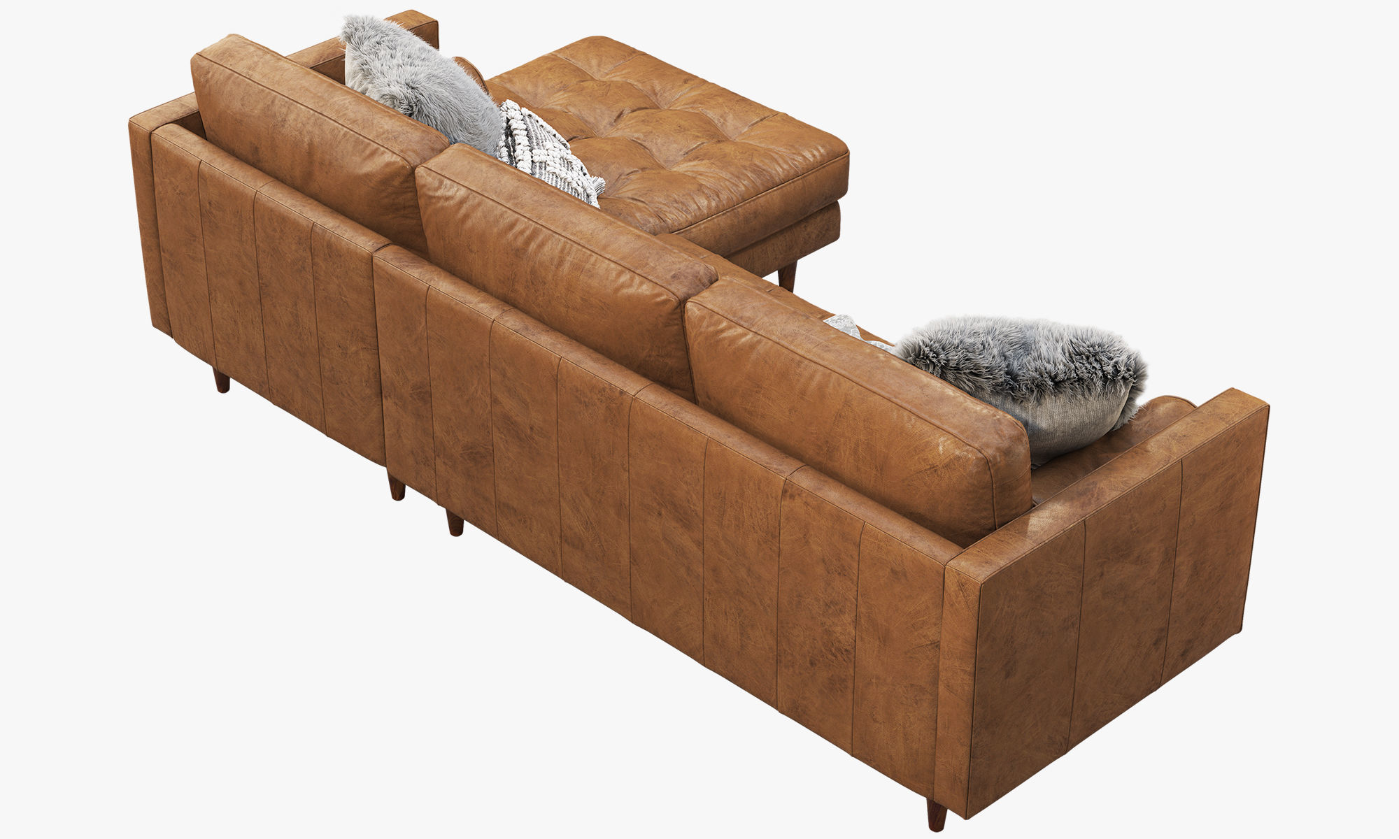 Joybird Briar Leather Sectional Sofa brown and black 3D model CGTrader