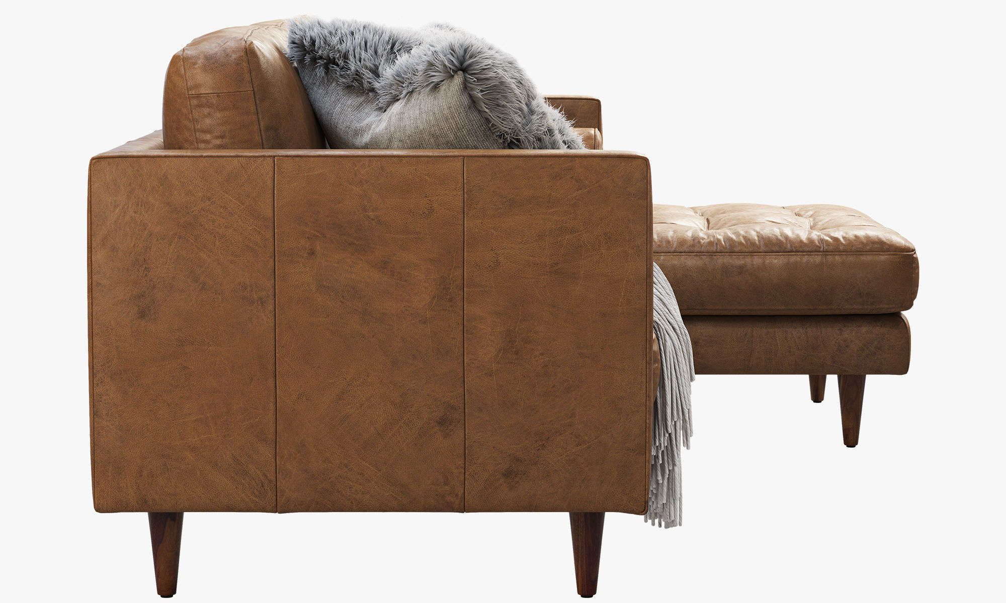 Joybird Briar Leather Sectional Sofa brown and black 3D model CGTrader