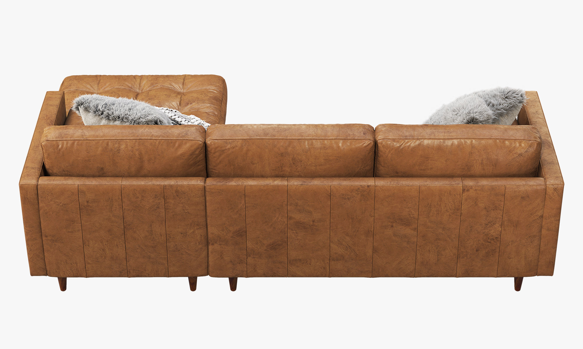 Joybird Briar Leather Sectional Sofa brown and black 3D model CGTrader