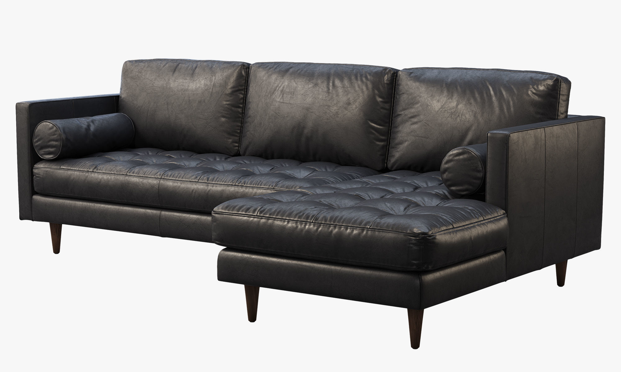 Joybird Briar Leather Sectional Sofa brown and black 3D model CGTrader