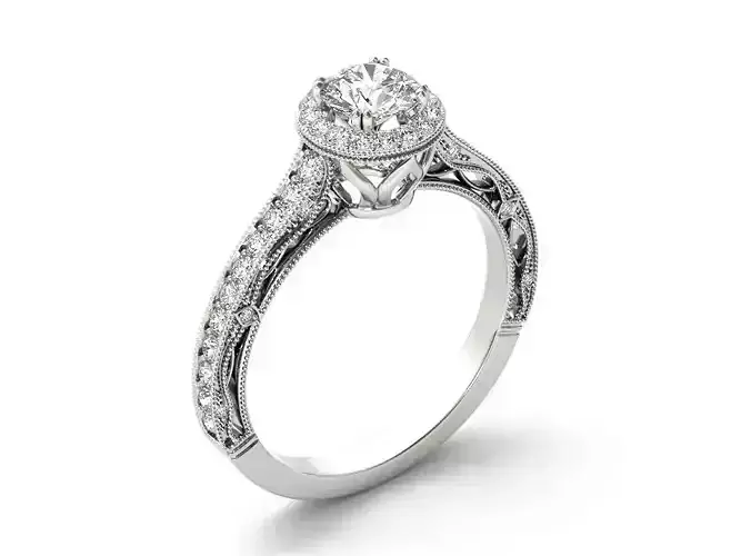 Vintage halo engagement ring