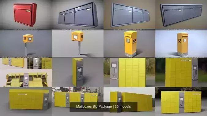 Mailboxes Big Package 3D Model Collection