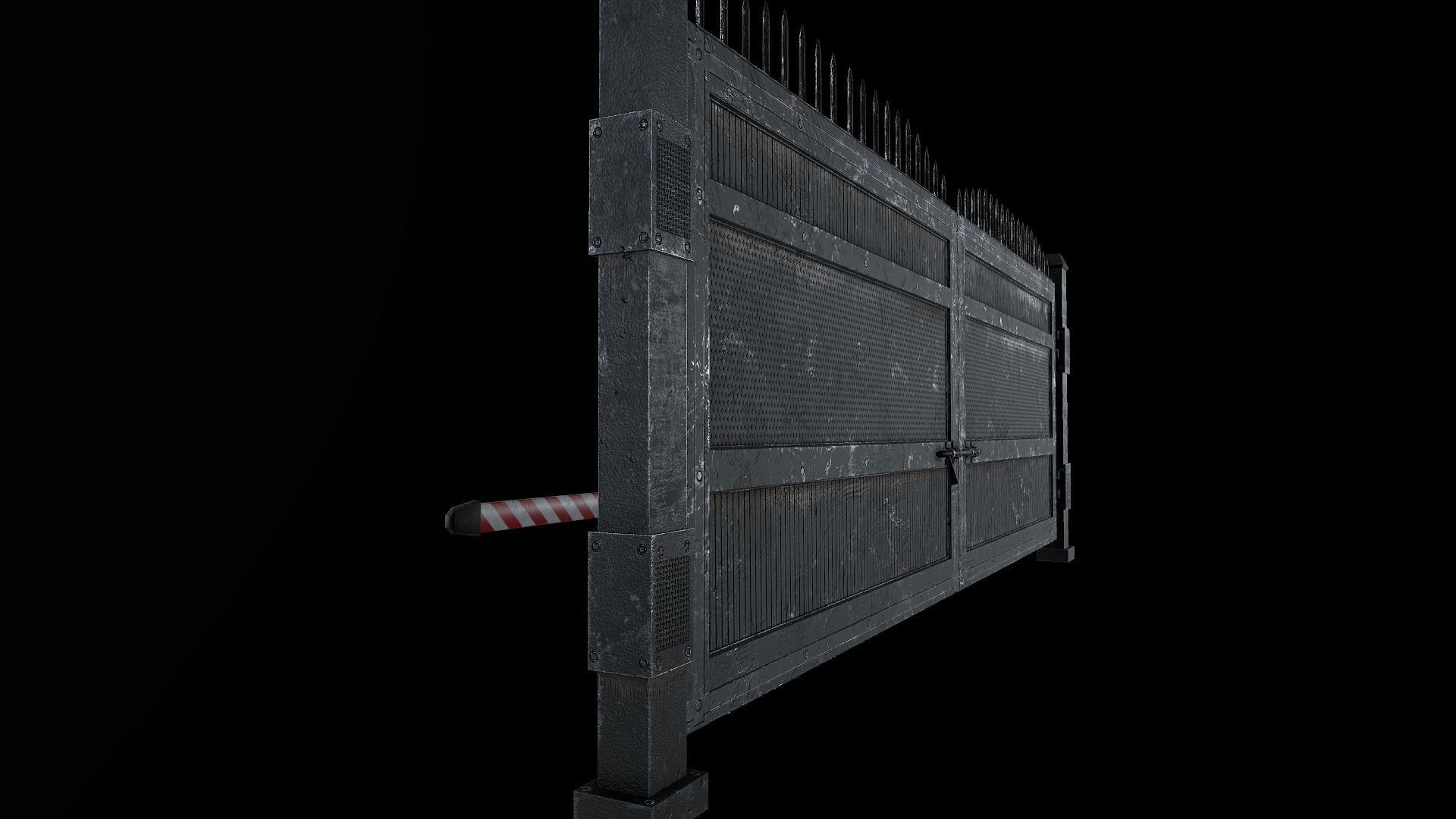 Metal Pbr Gate Low-poly 3D model_12