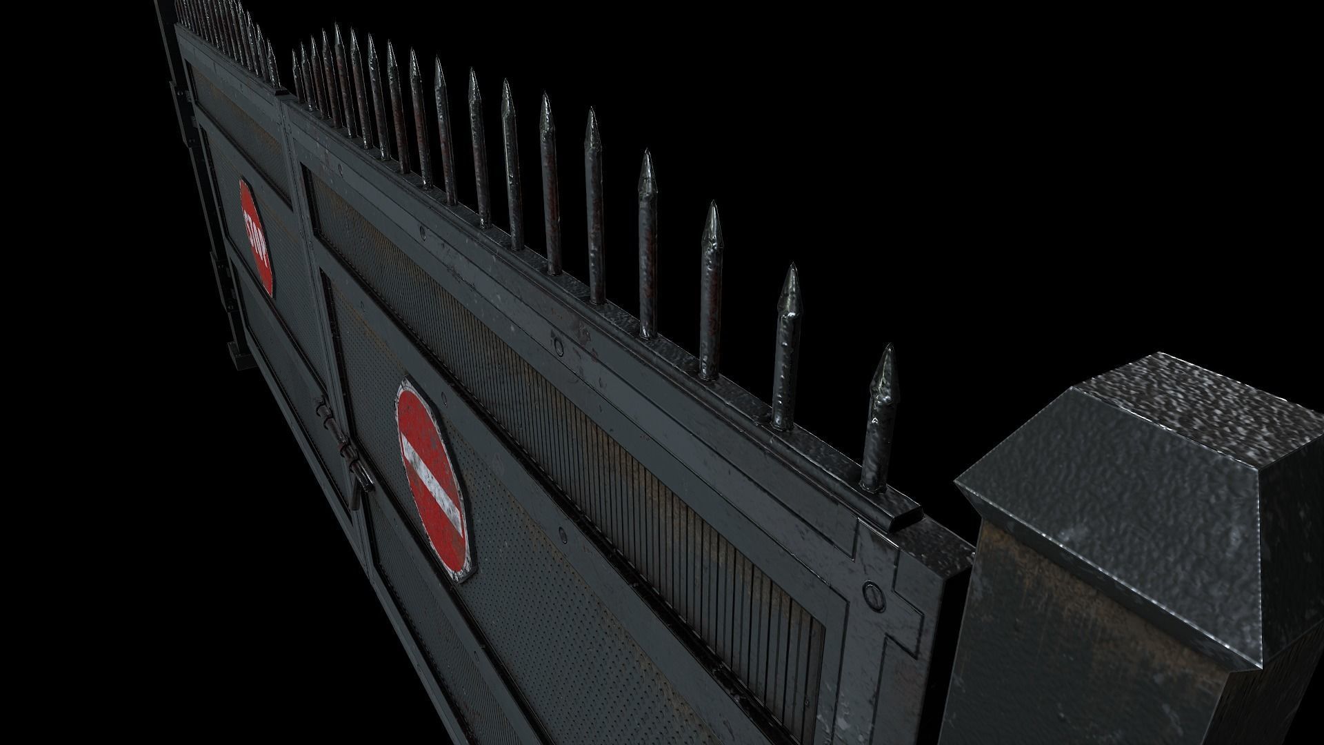 Metal Pbr Gate Low-poly 3D model_14