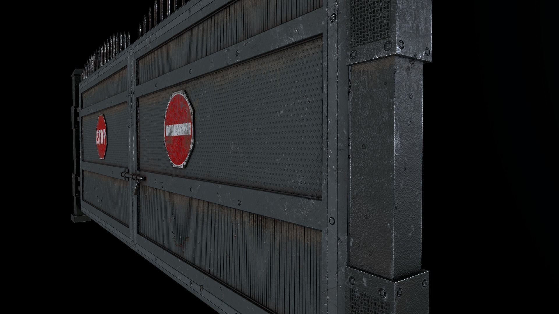 Metal Pbr Gate Low-poly 3D model_16