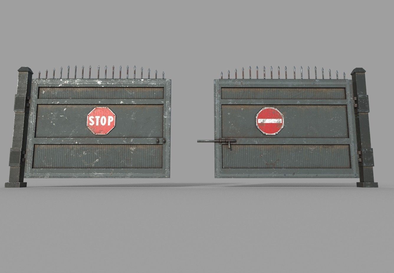 Metal Pbr Gate Low-poly 3D model_5