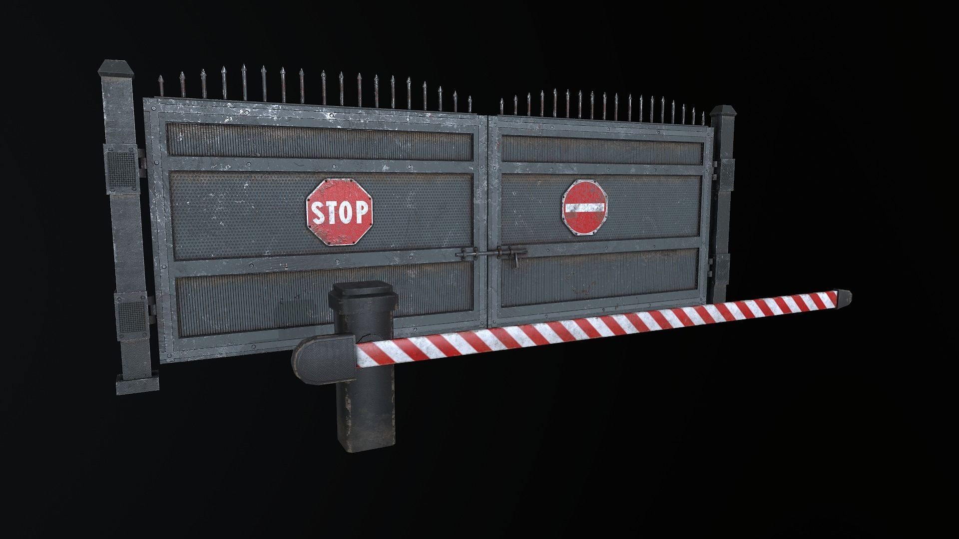 Metal Pbr Gate Low-poly 3D model_2