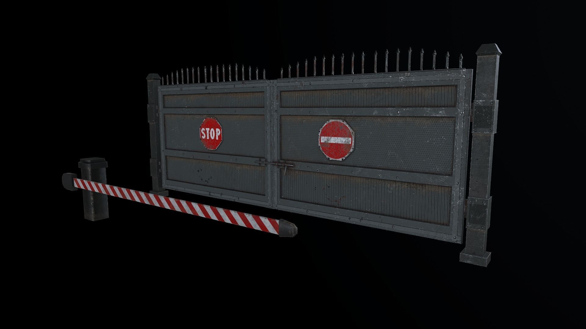 Metal Pbr Gate Low-poly 3D model_8