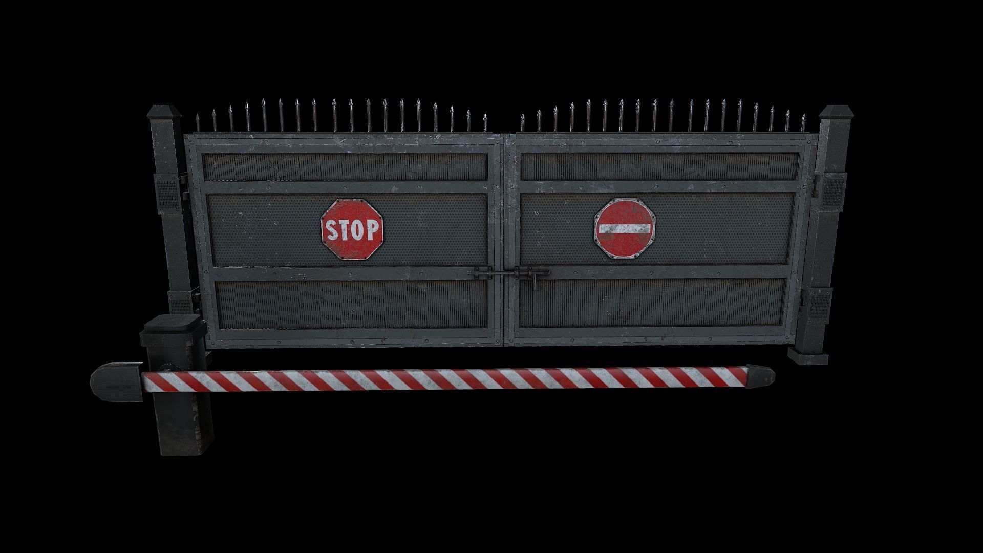 Metal Pbr Gate Low-poly 3D model_10