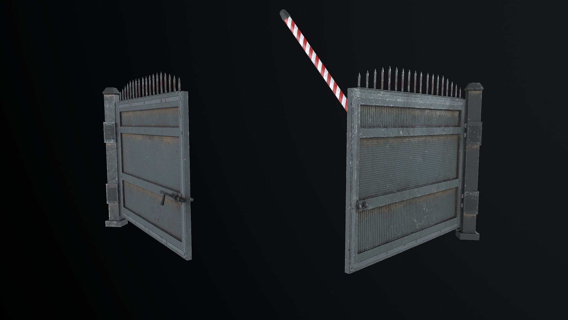 Metal Pbr Gate Low-poly 3D model_13