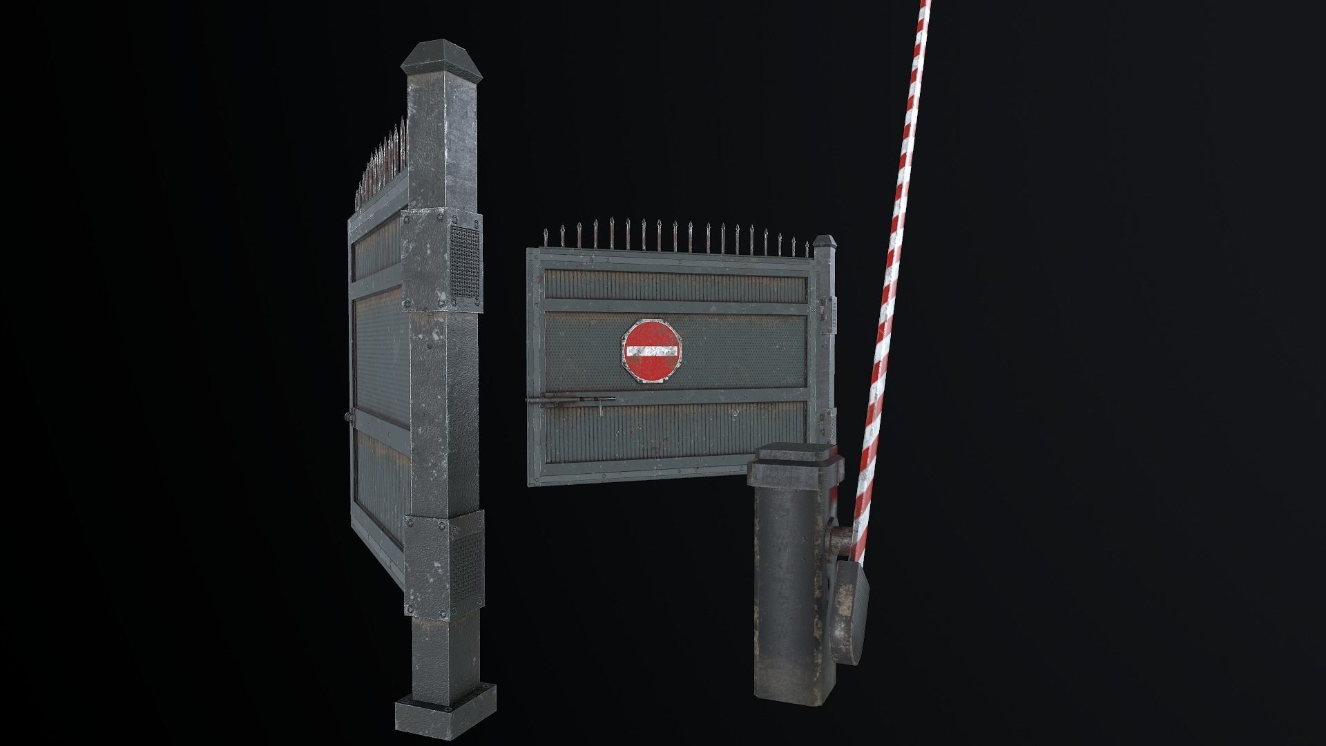 Metal Pbr Gate Low-poly 3D model_15