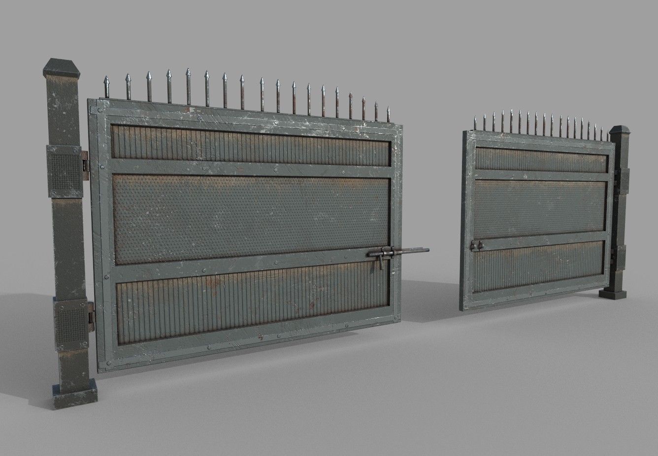 Metal Pbr Gate Low-poly 3D model_9