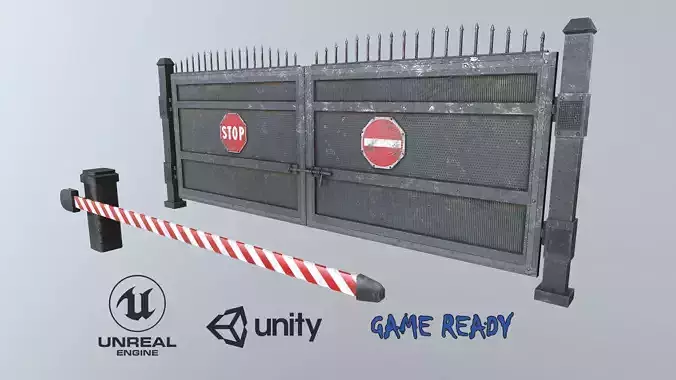 Metal Pbr Gate  Low-poly 3D model