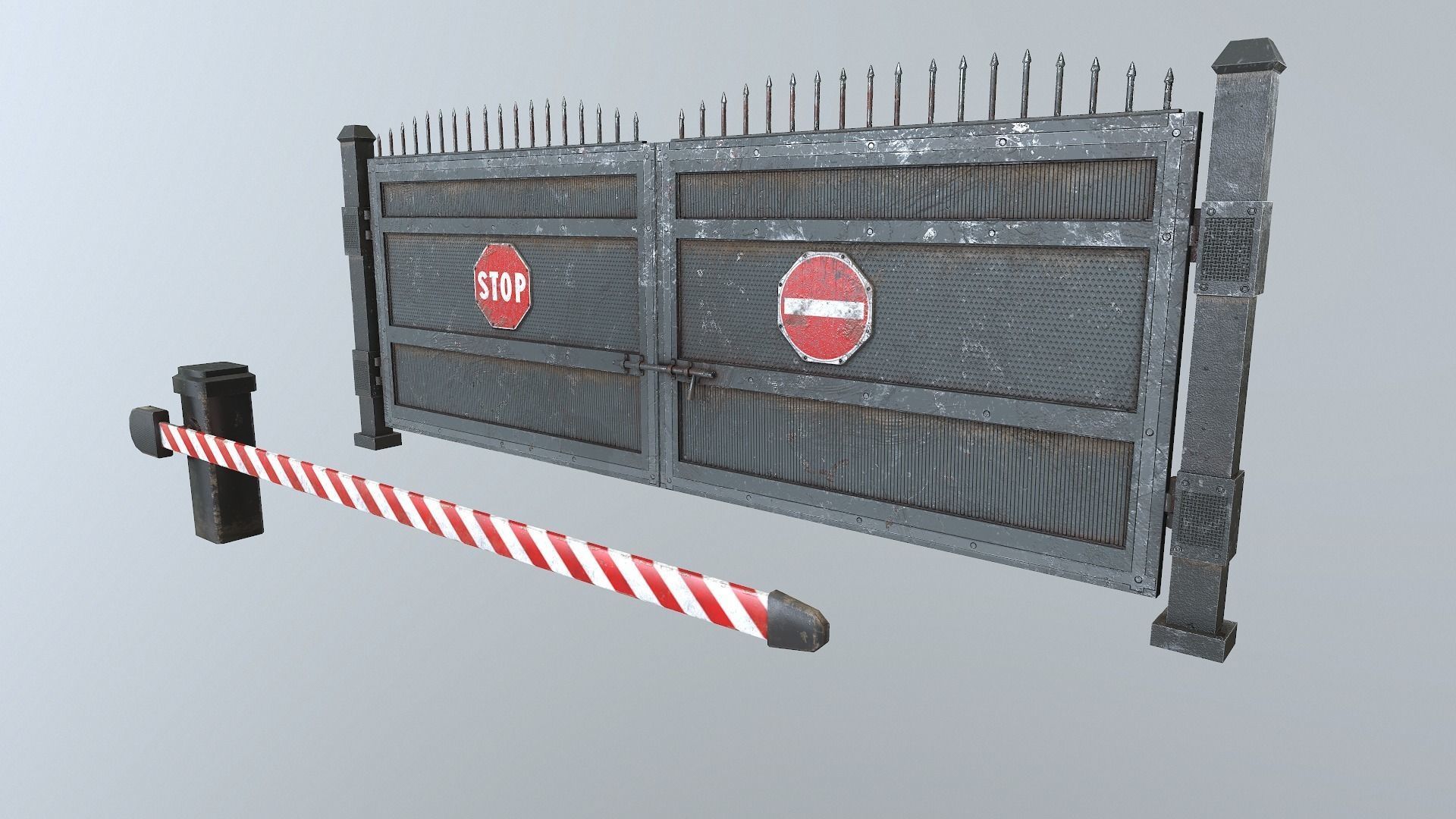 Metal Pbr Gate Low-poly 3D model_21