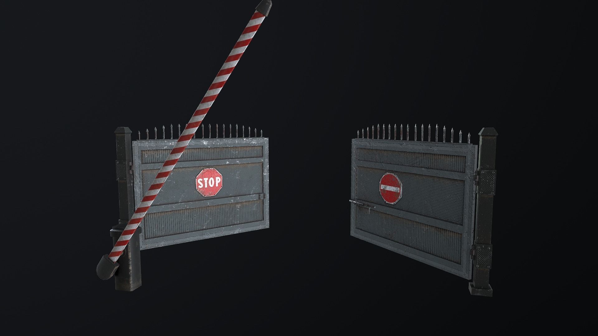 Metal Pbr Gate Low-poly 3D model_4