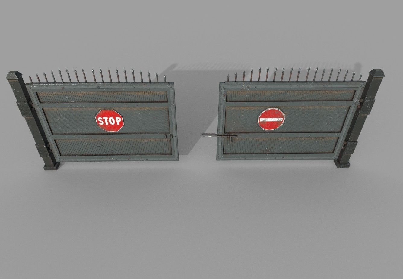 Metal Pbr Gate Low-poly 3D model_7