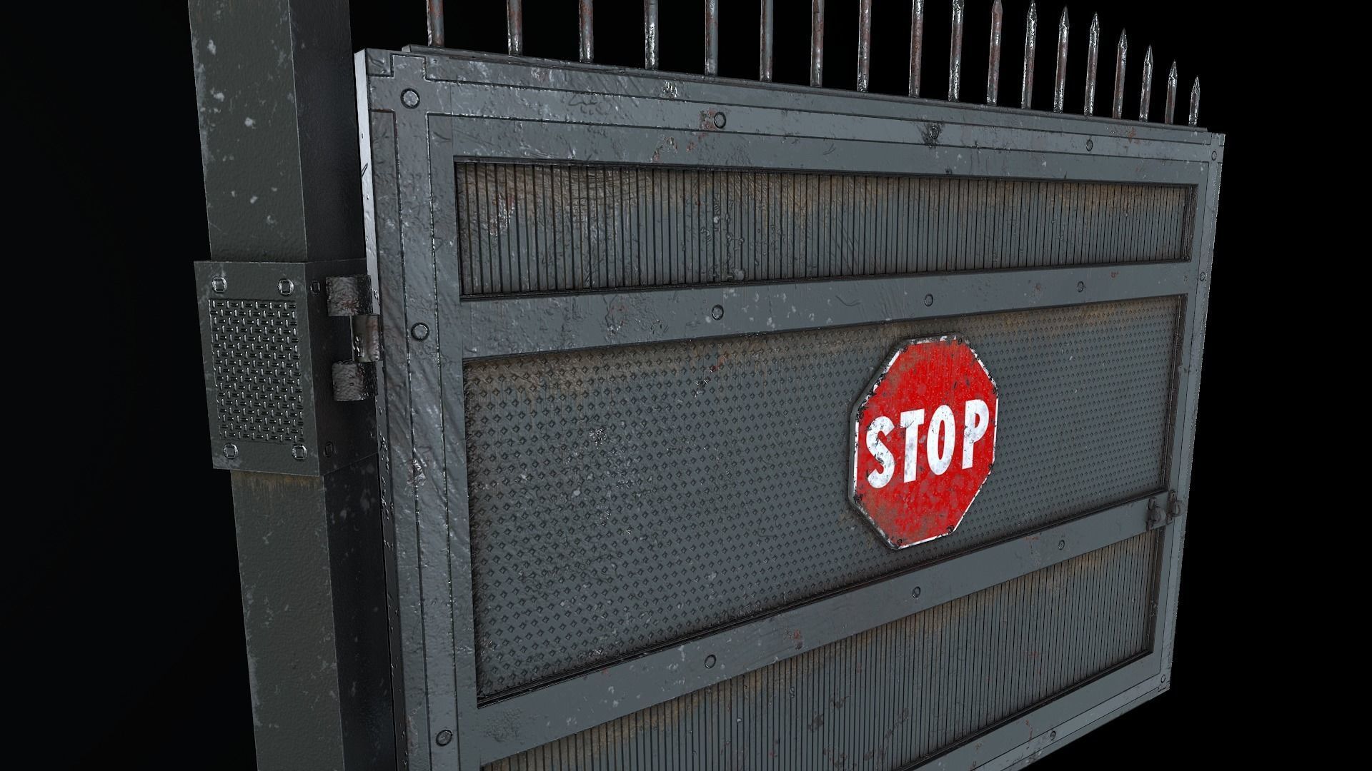 Metal Pbr Gate Low-poly 3D model_23
