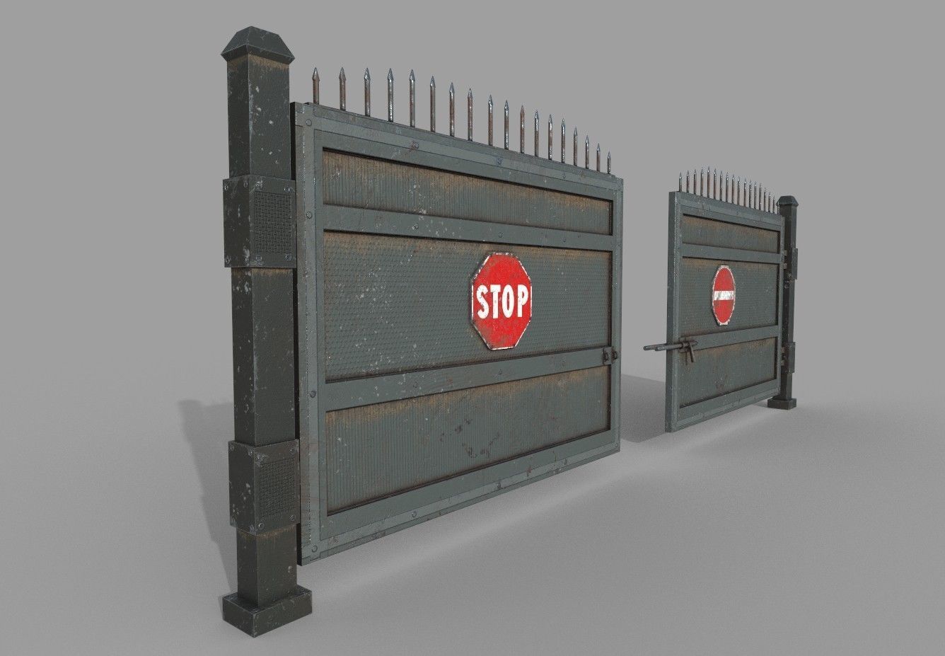 Metal Pbr Gate Low-poly 3D model_3