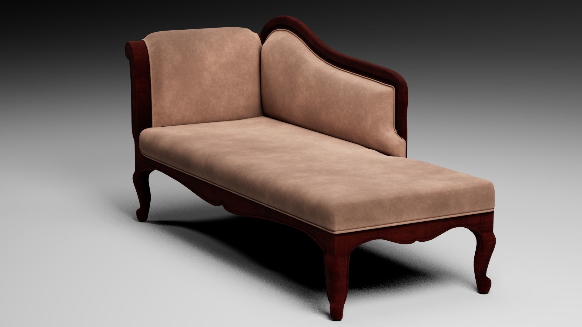 chaise lounger sofa Low-poly 3D model_2