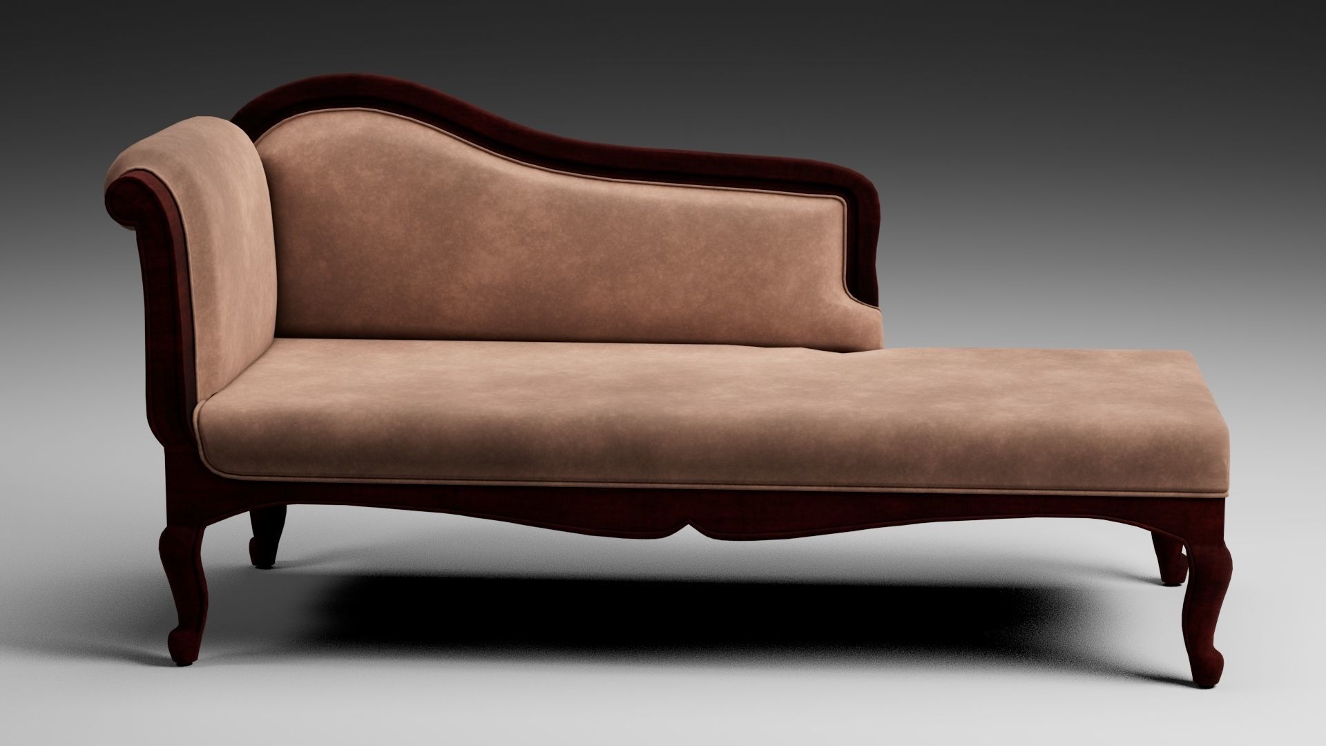 chaise lounger sofa Low-poly 3D model_1