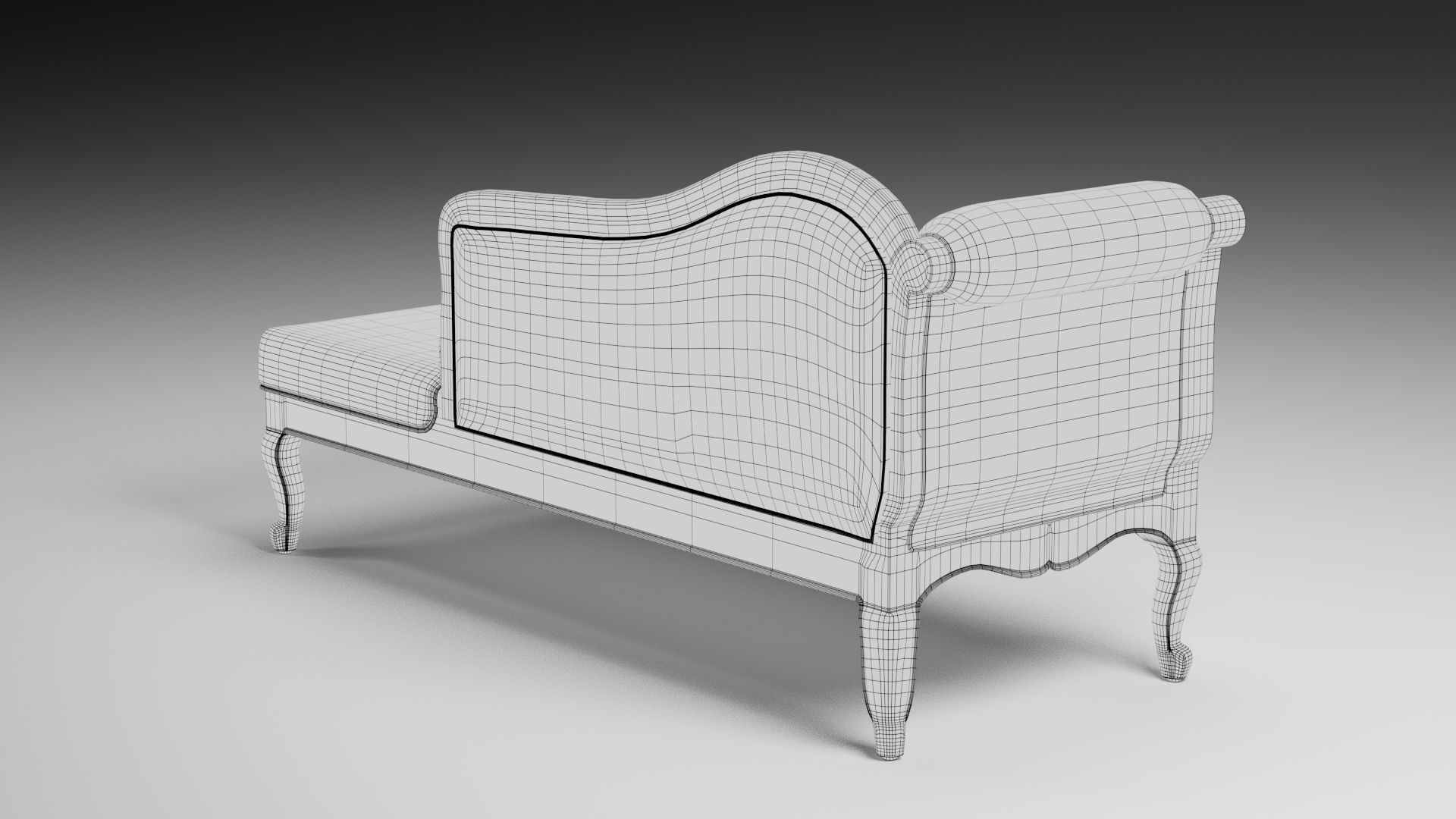 chaise lounger sofa Low-poly 3D model_4