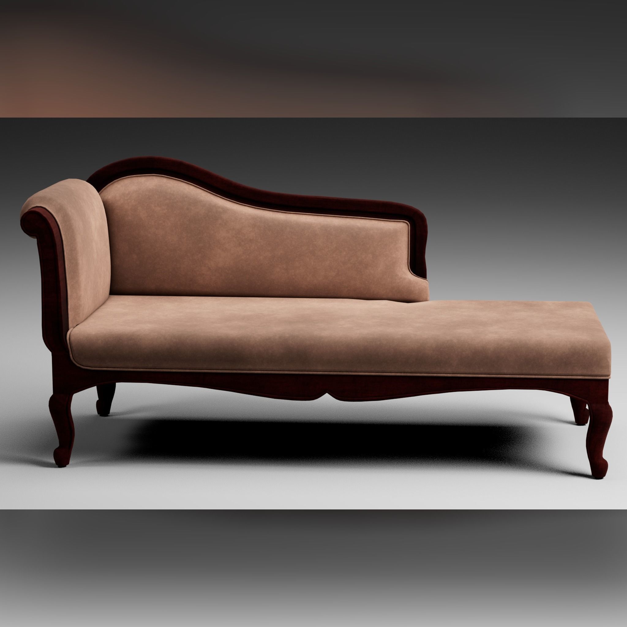 chaise lounger sofa Low-poly 3D model_12