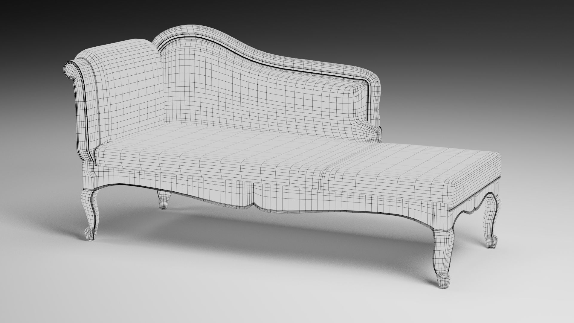 chaise lounger sofa Low-poly 3D model_3