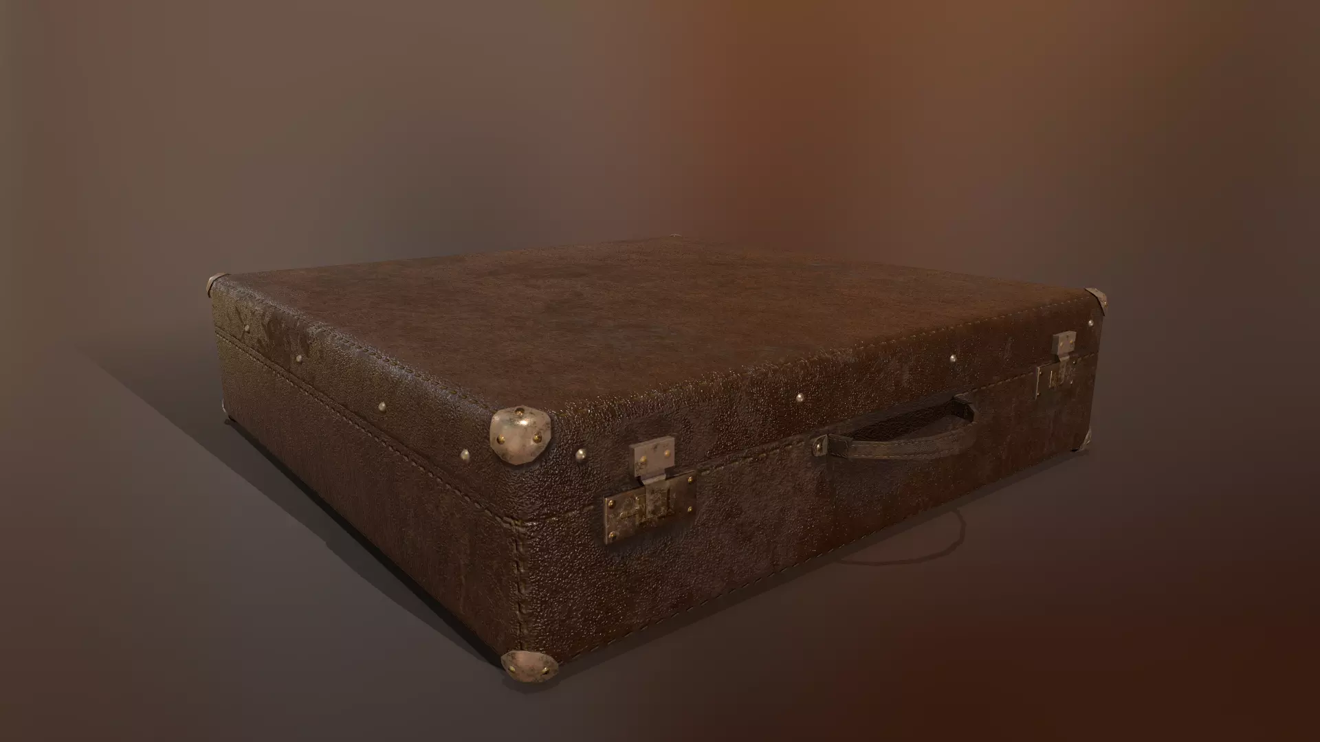 Briefcase vintage suitcase Low-poly 3D model_0