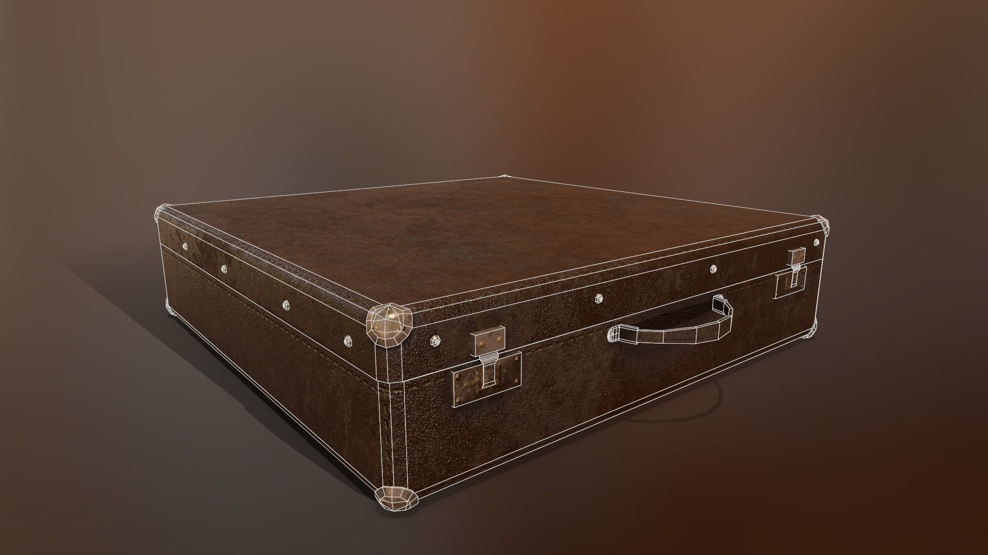 Briefcase vintage suitcase Low-poly 3D model_1