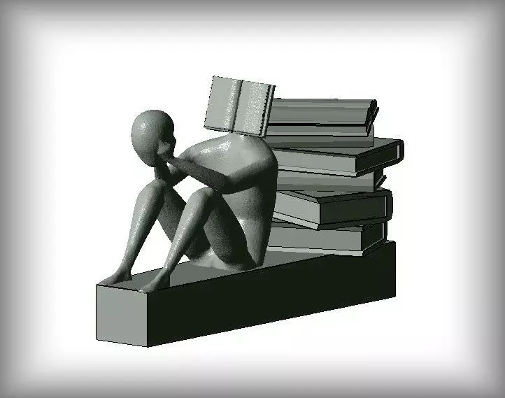 Librarian person on pile of books Free 3D print model