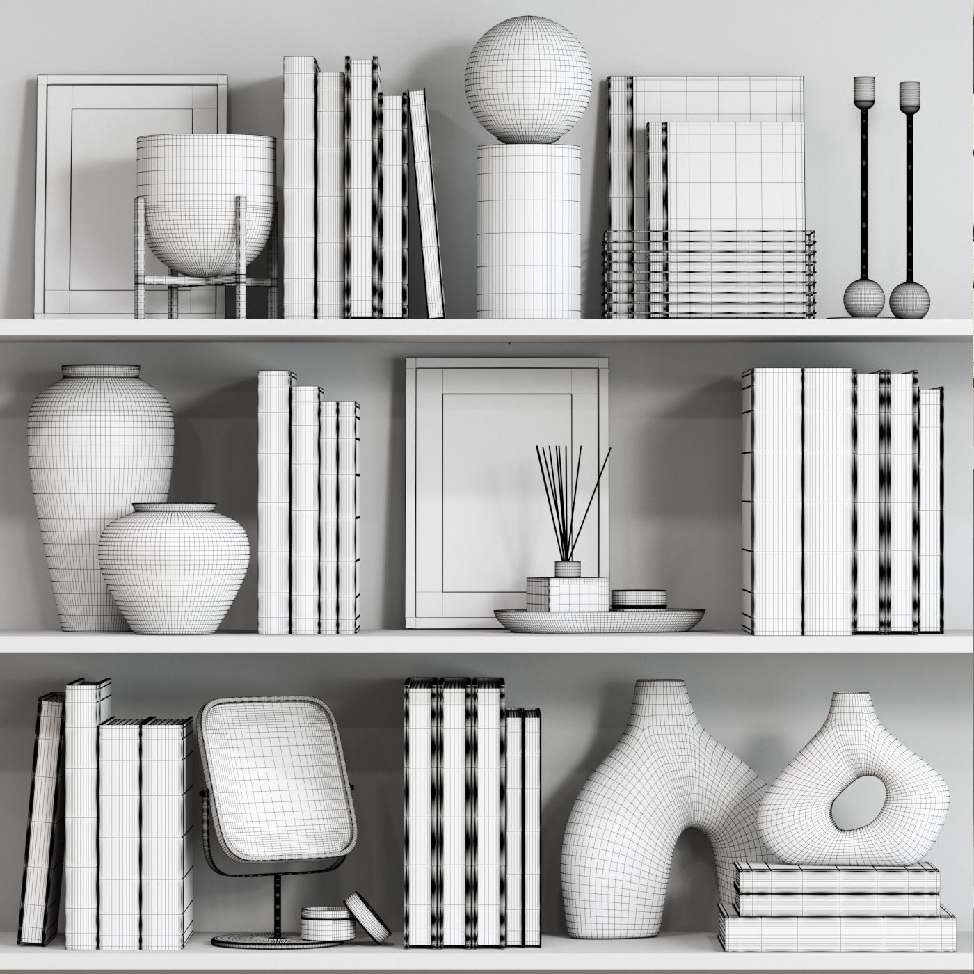 Decor shelf set 8 HM 3D model_6