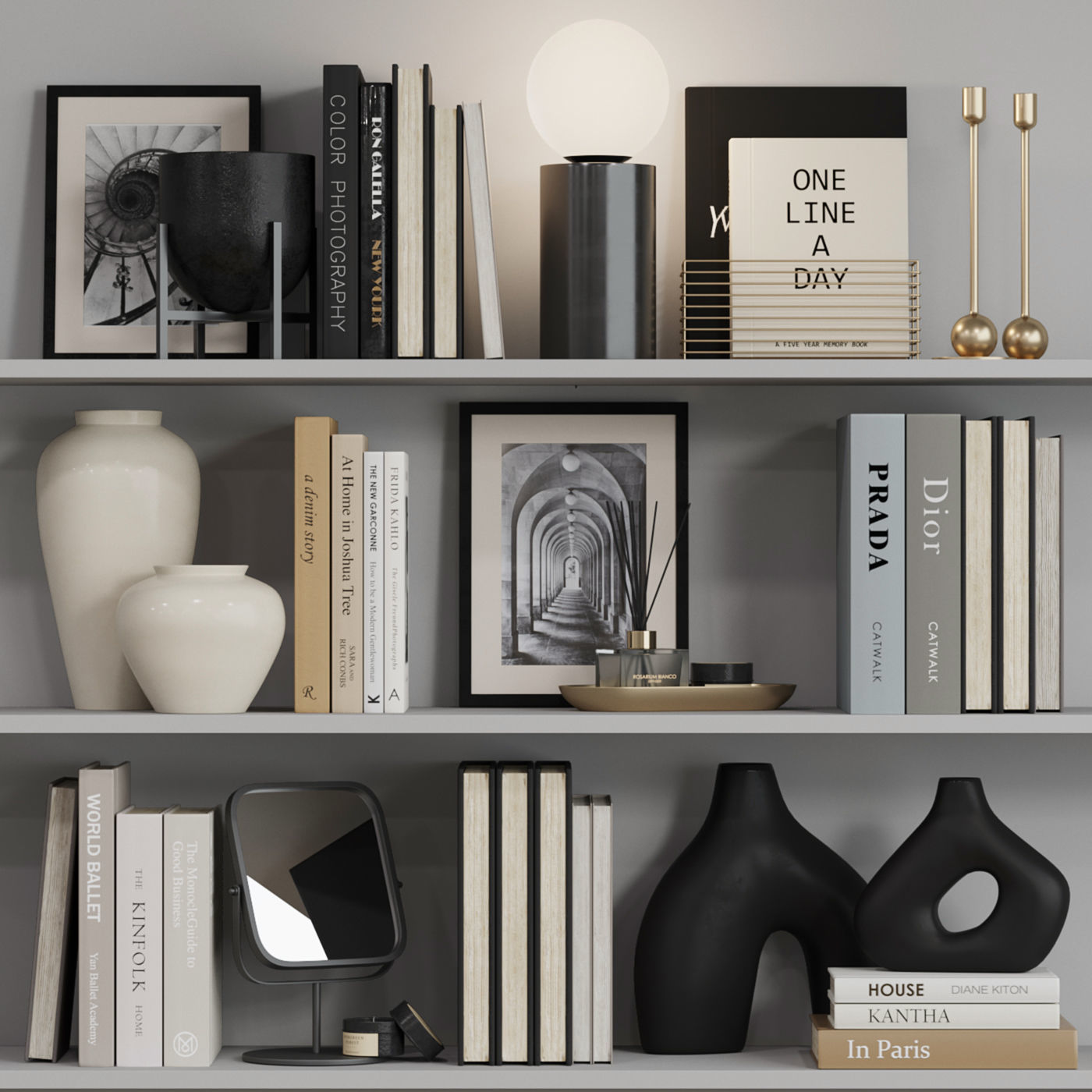 Decor shelf set 8 HM 3D model_0