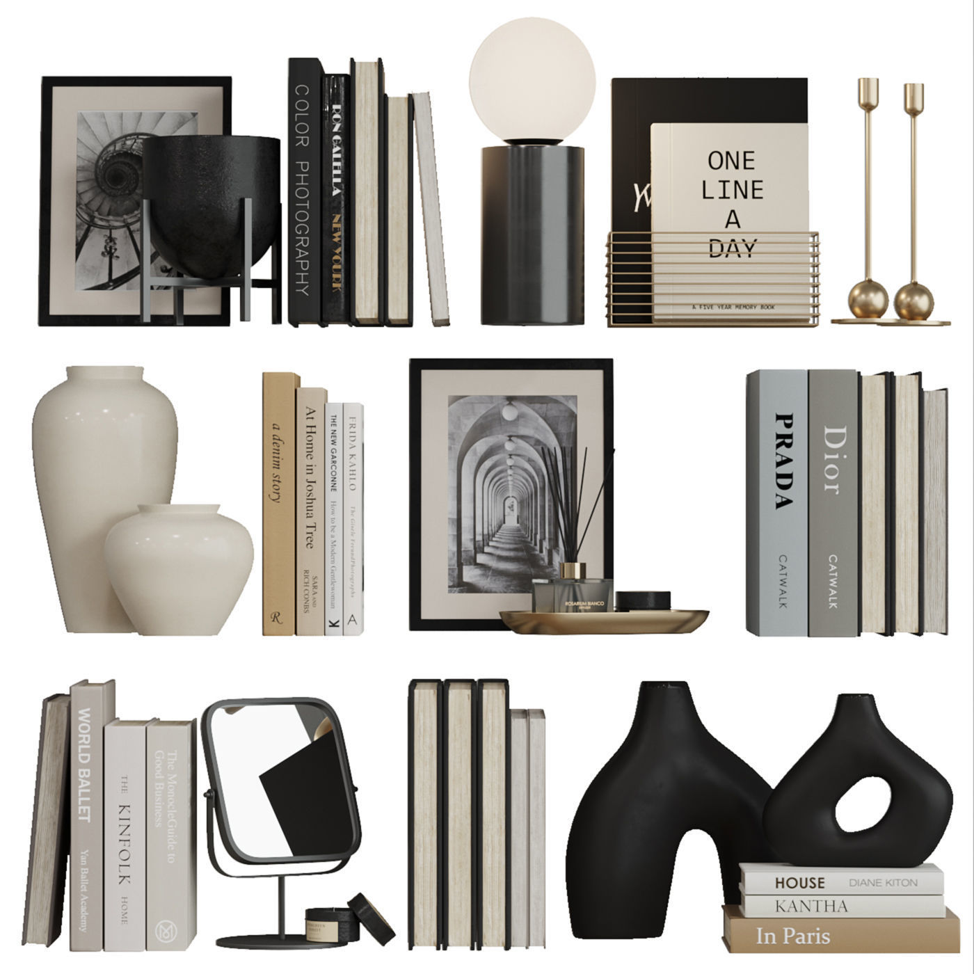 Decor shelf set 8 HM 3D model_8