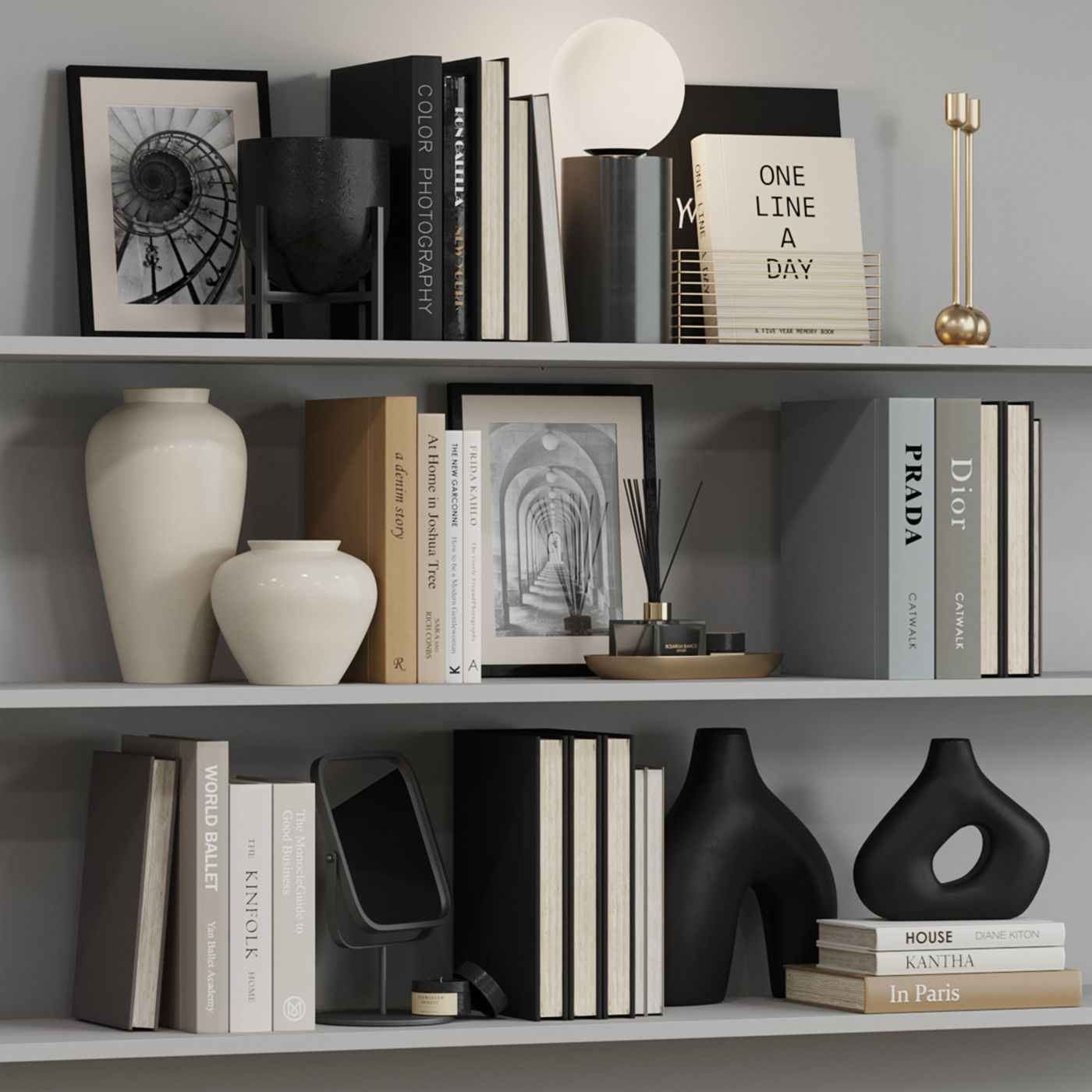 Decor shelf set 8 HM 3D model_7